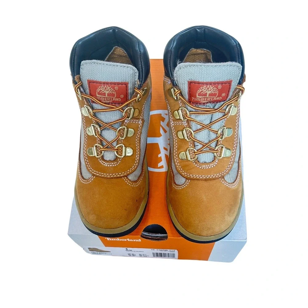 Timberland Youth Field Boot Mid Lace Wheat Nubuck Leather TB115745‎ 713 Size 1 M